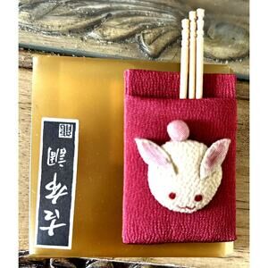 Vintage Easter Bunny Toothpick Holder Rabbit Animal Pocket Asian Cloth Handmade
